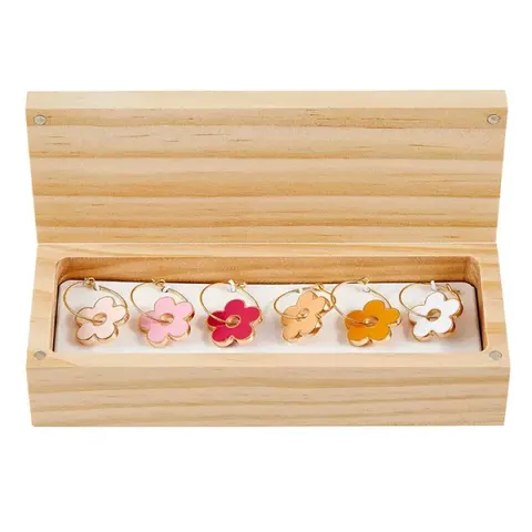 Wine Charms In Wood Box Set